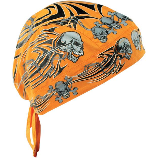 Μπαντάνα ZAN HEADGEAR  HEADWRAP FLYDANNA® TRIBAL SKULL Πορτοκαλί Cotton ONE SIZE