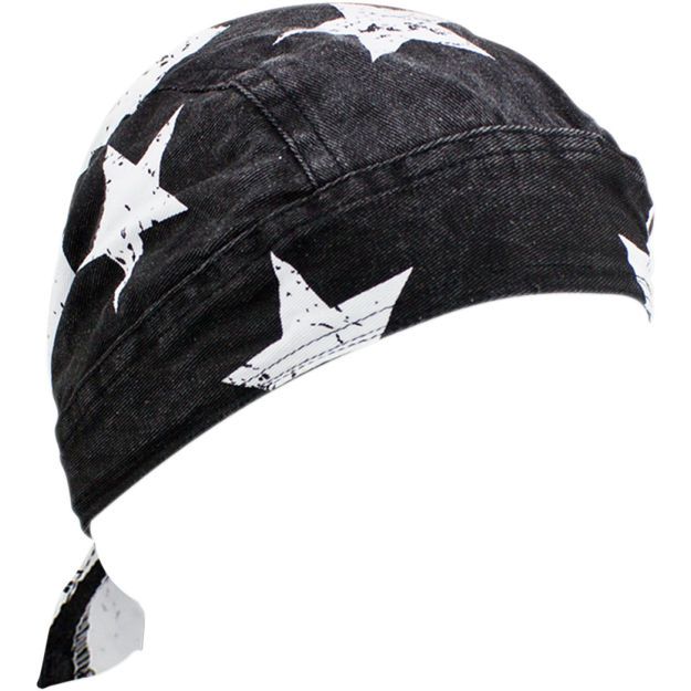 Μπαντάνα ZAN HEADGEAR HEADWRAP ROAD HOG FLYDANNA® FLAG TIE-ON Μαύρο Λευκό Cotton ONE SIZE