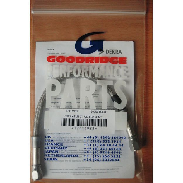 GOODRIDGE BRAKELINE UNIVERSAL STAINLESS-STEEL CHROME TÜV 9"/ 229mm 